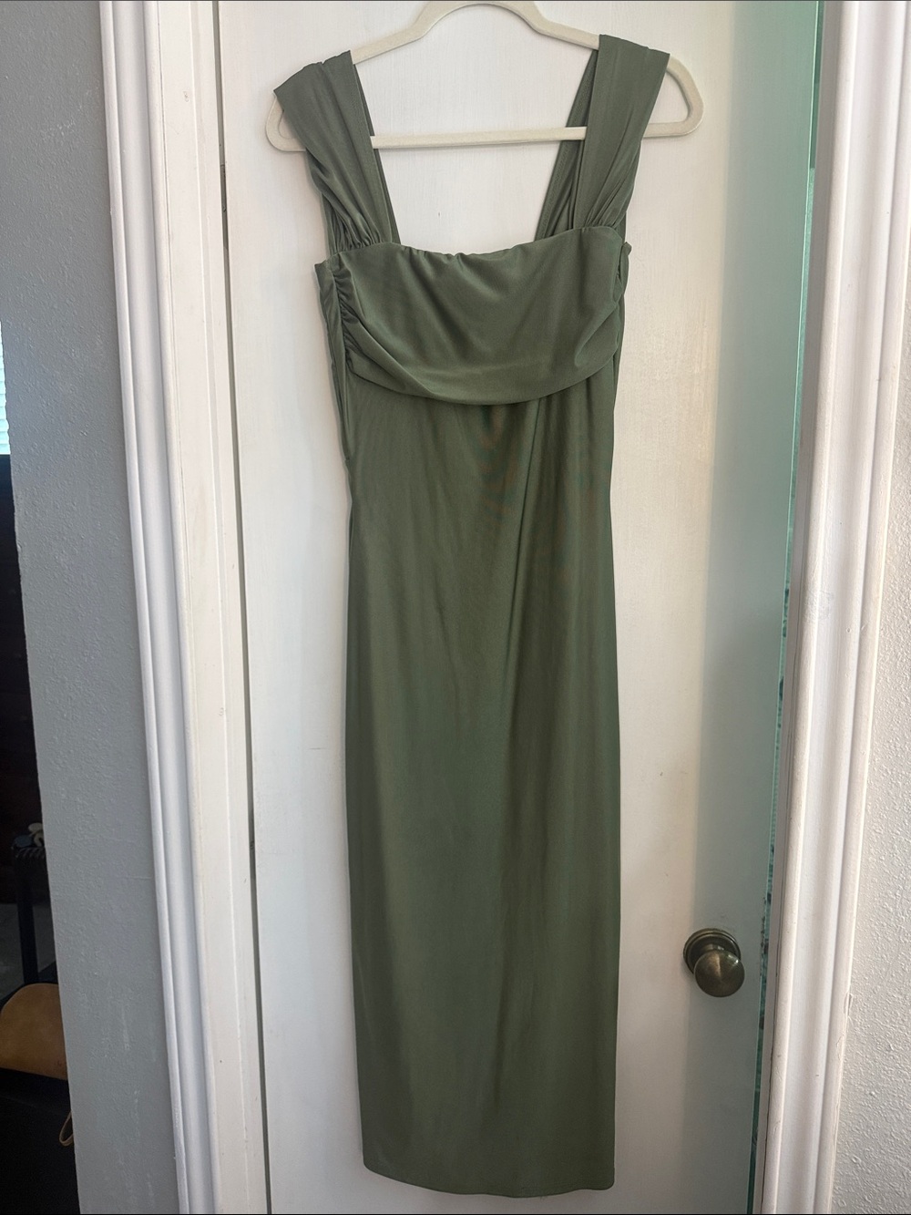 Windsor Olive Green Maxi Dress with Wide Straps